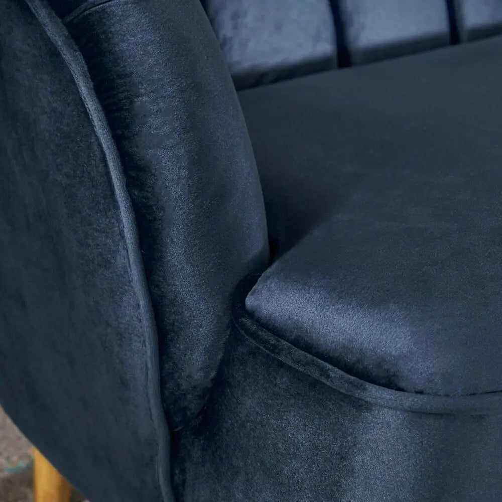 Modern Velvet Channel-Stitch Club Chair – Sloped Arm Accent Chair