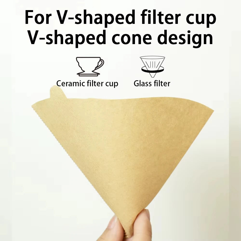 V-Shaped Disposable Coffee Filter Paper Bags – Eco-Friendly Hourglass Brewing Filters (50 / 100 Pack)