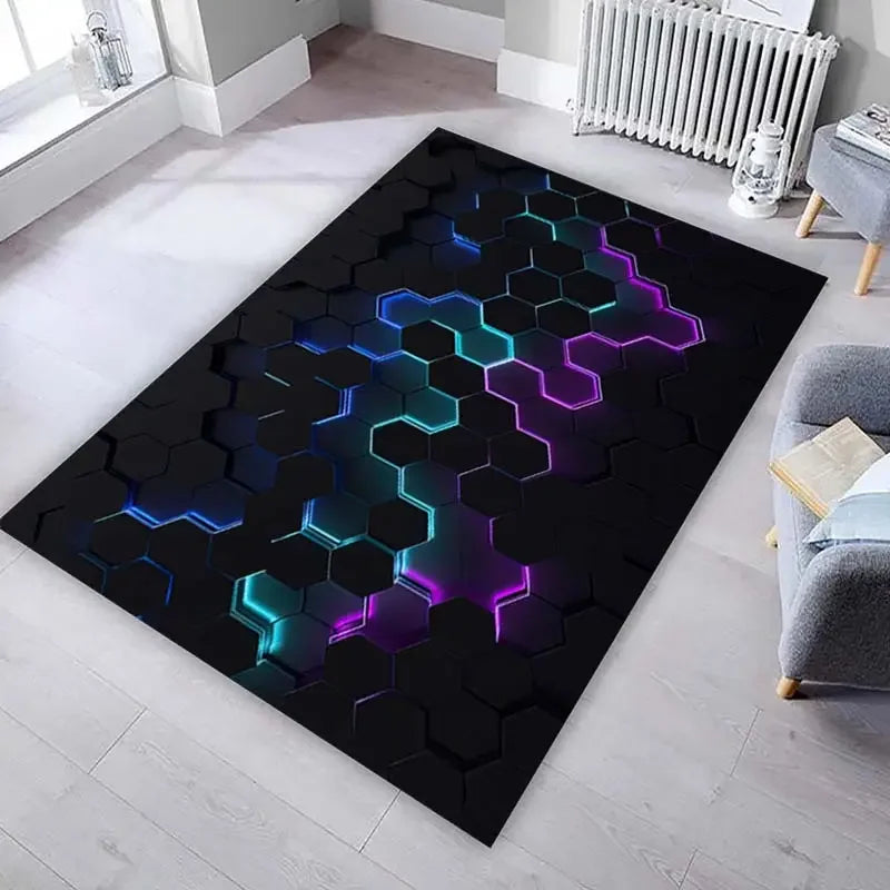 1pcs 3D Geometric Carpet Game Room Colorful Gamepad Carpets Home Play Gaming Room Decor Livingroom Bedroom Teens E-Sport Rug