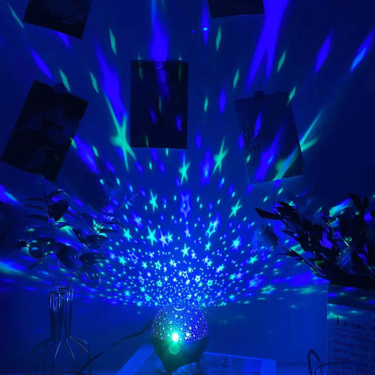 LED Starry Sky Projector Light Stars and Moon Projection 7 Modes Night Light USB Powered for Kids Room Party Decor Holiday Gifts