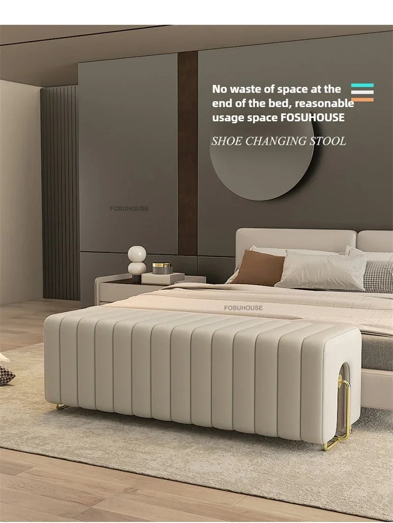 Nordic Luxury Hallway Ottoman Bench – Bedroom End & Shoe Cabinet Bench