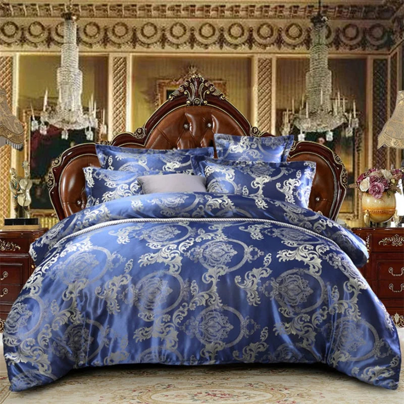 Luxury Satin Jacquard Single Double Duvet Cover Set High End European Wedding King Size Bedding Set Queen Size Quilt Cover Set