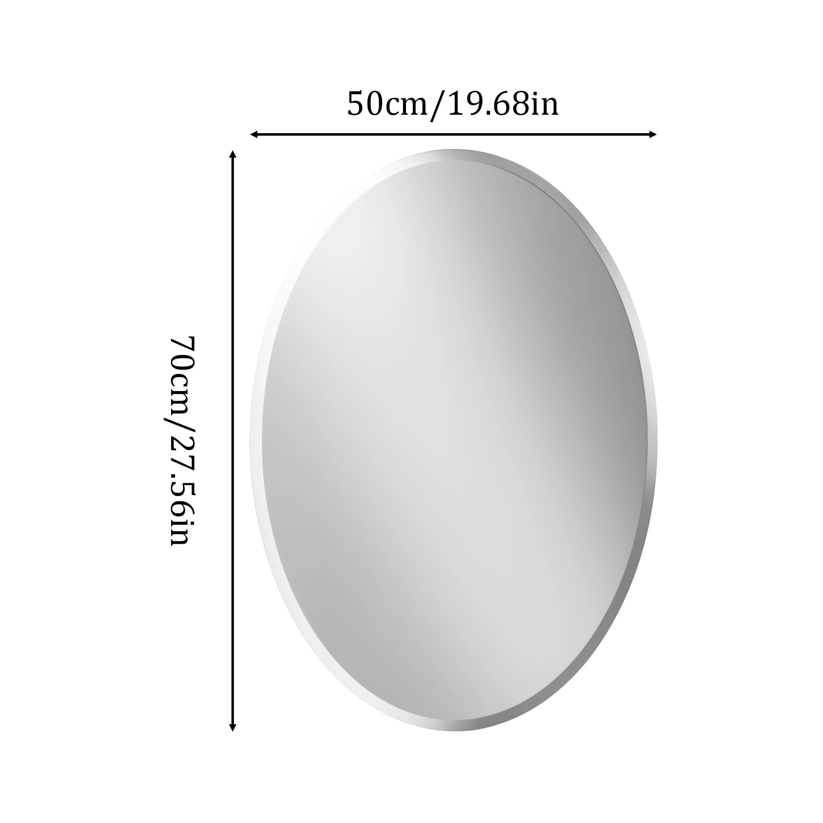 50/60CM Oval Mirror for Bathroom Entryway Living Room Beveled Edge Frameless Vanity Makeup Mirror Horizontal or Vertical