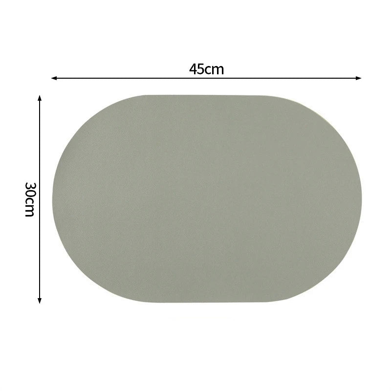 Oval Kitchen Placemats Faux Leather Table Coffee Mats Oil-Proof Waterproof Kitchen Place Mats Dining Home Kitchen Table Decor
