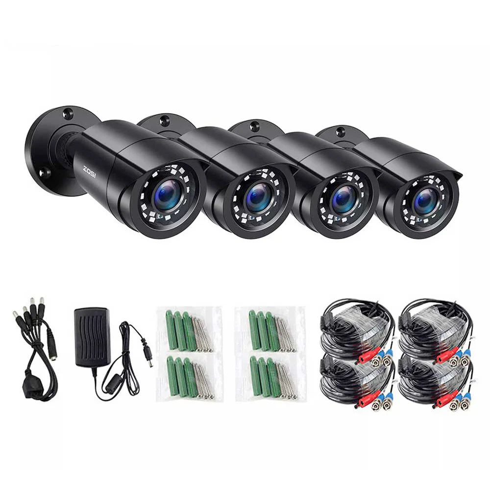 ZOSI 1080P HD Bullet Security Cameras – 4-Pack (Indoor / Outdoor)