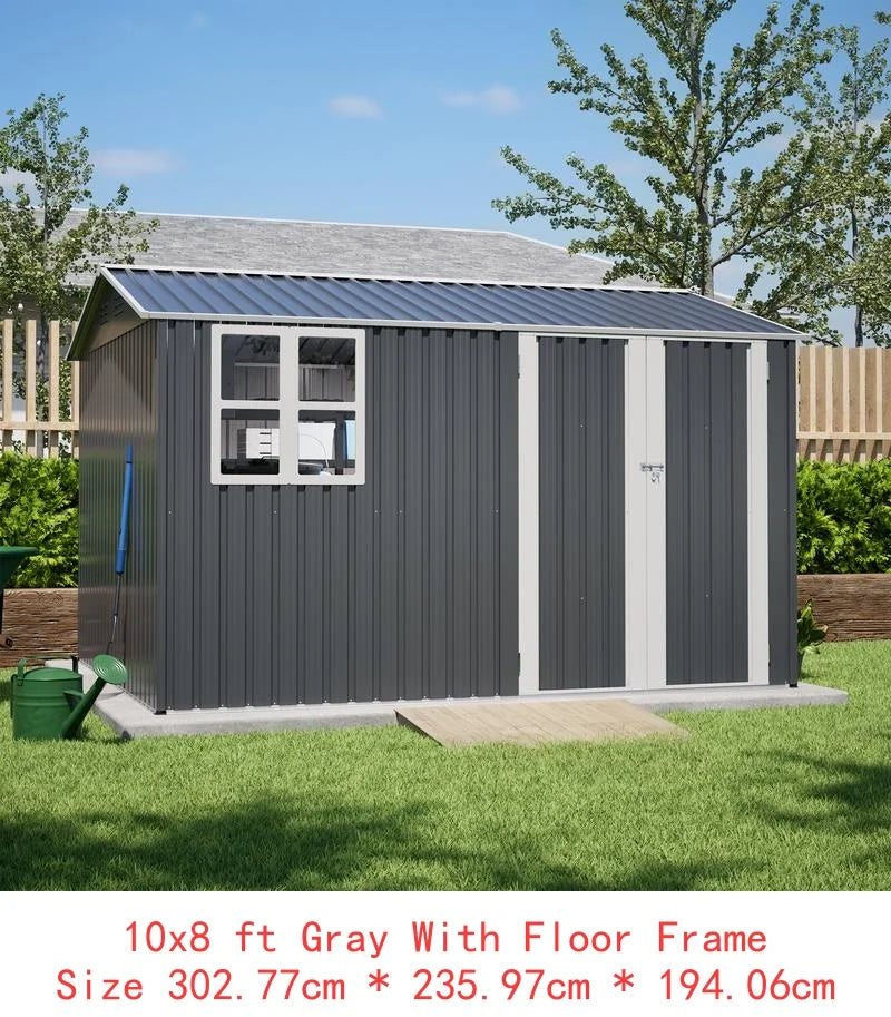 Heavy-Duty Steel Storage Shed – 8 ft × 12 ft with Window