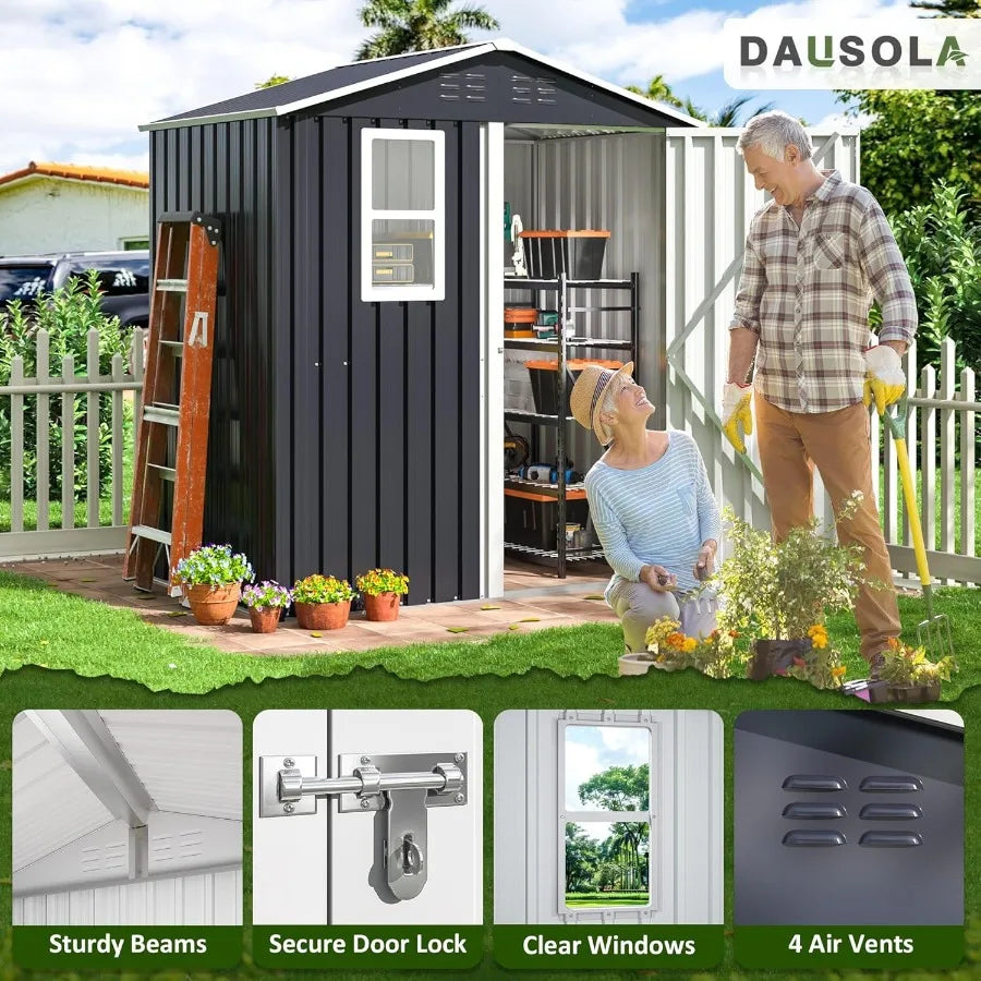 6x4 FT Outdoor Storage Shed with Upgraded Frame Structure Lockable Doors and Ventilated Windows Perfect for Backyard Garden Pat