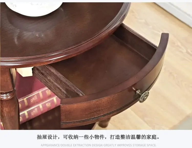 American Small Coffee Table Wooden Side Sofa Side Cabinet Small Round Table Living Room Telephone Casual Coffee Table