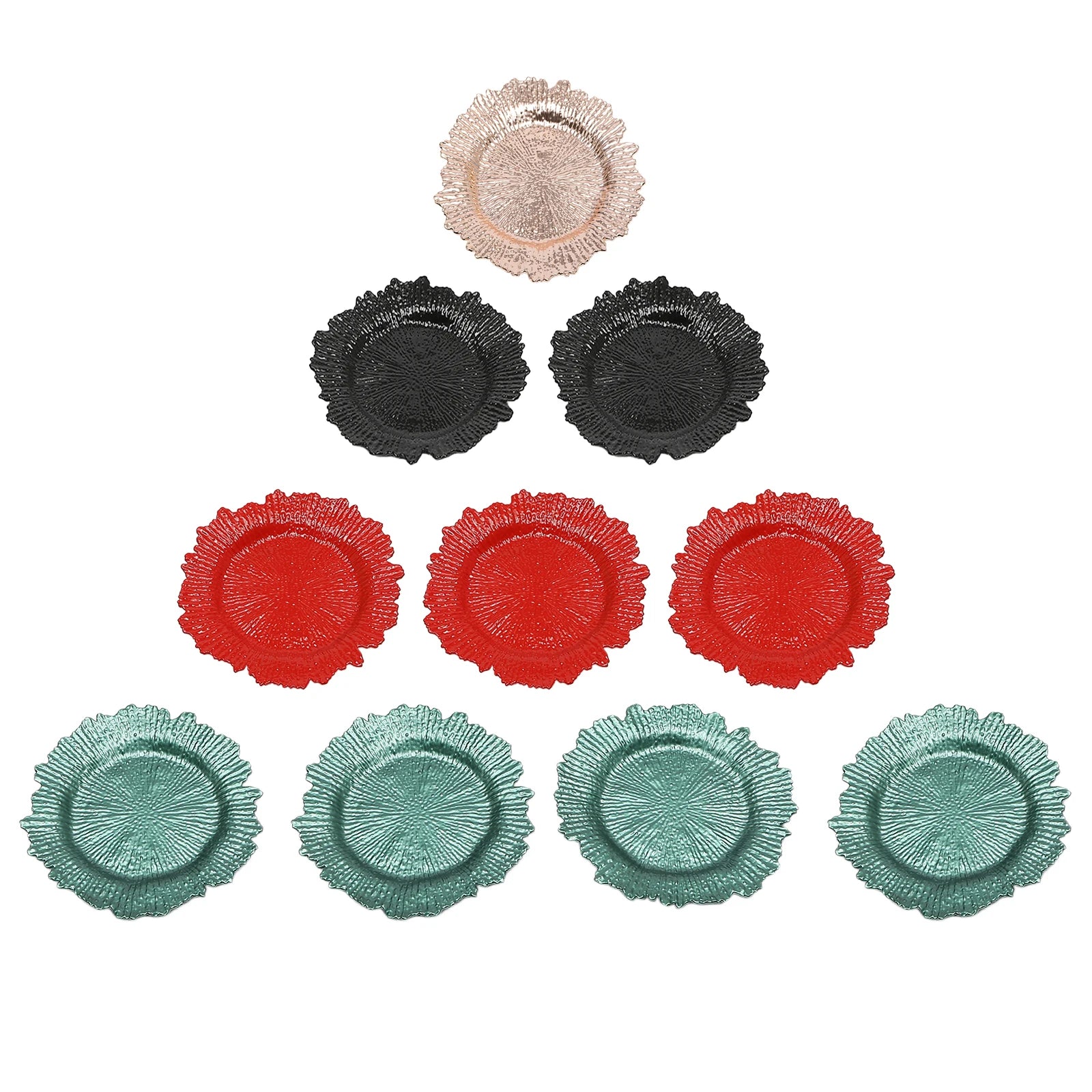 24-Piece 12.6″ Plastic Reef Charger Plates – Round Dinner Chargers (4 Colors)