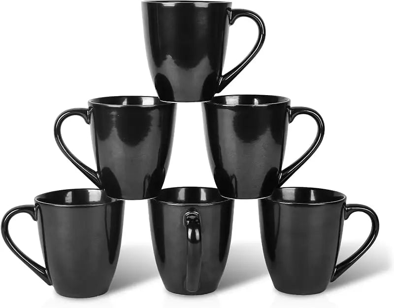 12 Ounce, Set of 6, Ceramic Mug for Men, Women, Unique Glazed Mugs with Handle for Coffee, Tea, Milk, Cocoa, Cereal(blue)