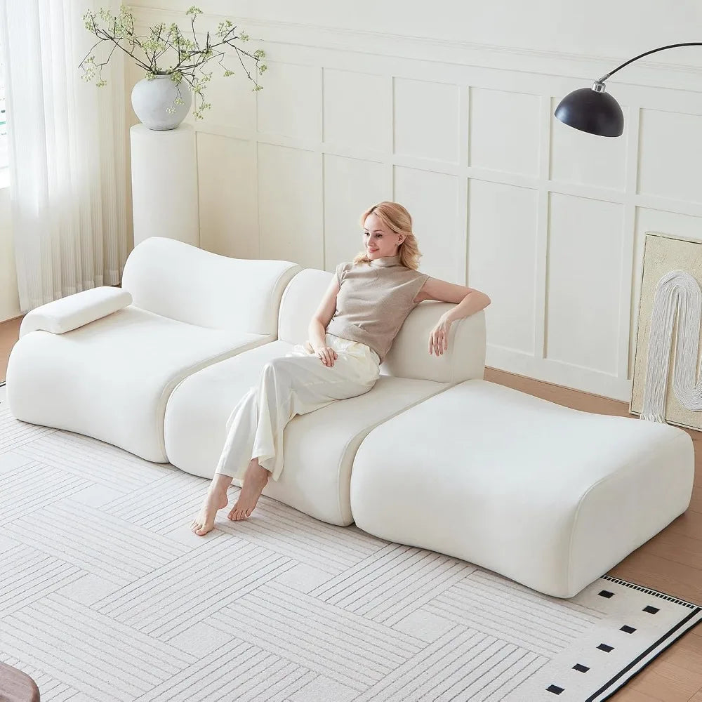 Modular 114 Sectional Sofa for Living Spaces, Boneless Couch in Box, Memory Foam Couches for Apartments, Cloud-Like Comfort