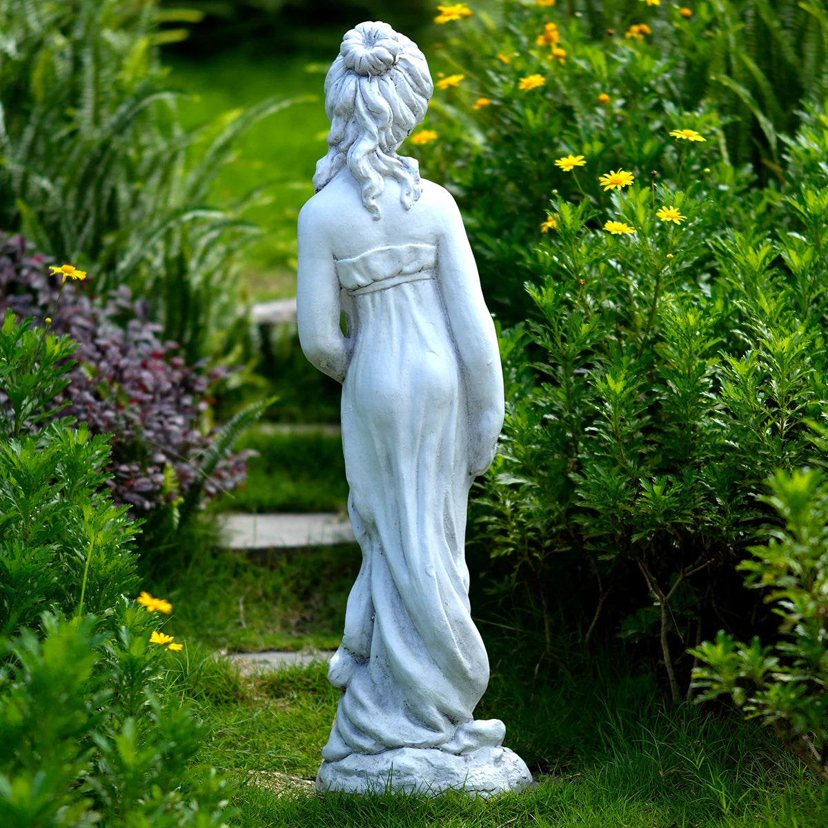 Outdoor Goddess Statue, Garden Beauty Decoration, Graceful Female Figure Sculpture, Catholic Concrete Finish Art Decor for Yard