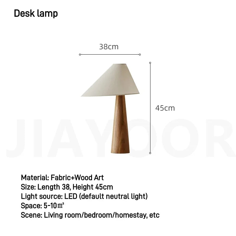 Conical Oak Floor Lamp Wabi Sabi Retro Floor Lamp Living Room Bedroom Study Solid Wood Desk Lamp Bedside Lamp Home Decoration