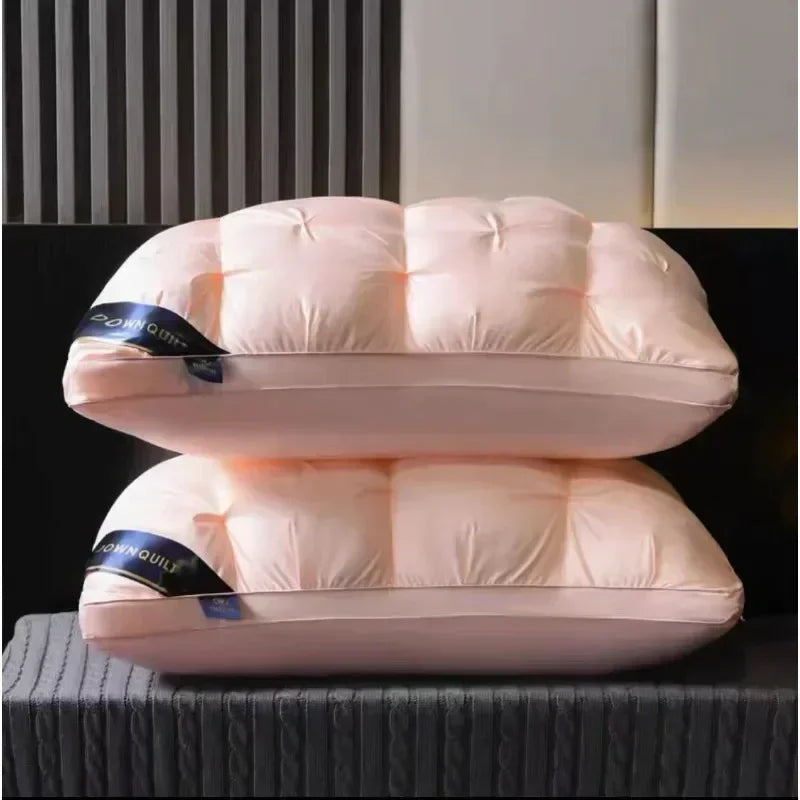 48x74cm Luxury White Goose Down Pillows Down-proof King Queen 100% Cotton Bedding 3D Style Rectangle Pillow for You Lover Gift