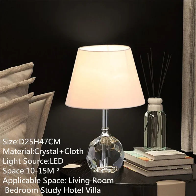 Nordic Modern Crystal Table Lamp LED Luxury Living Room Bedroom Study Villa Hotel Home Decoration Light