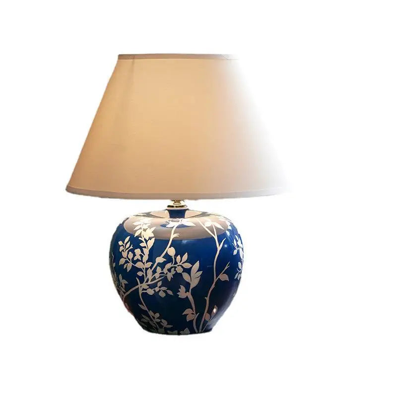 Modern Blue Ceramic Table Lamp Creative Vintage LED Desk Light for Decorative    Bedside