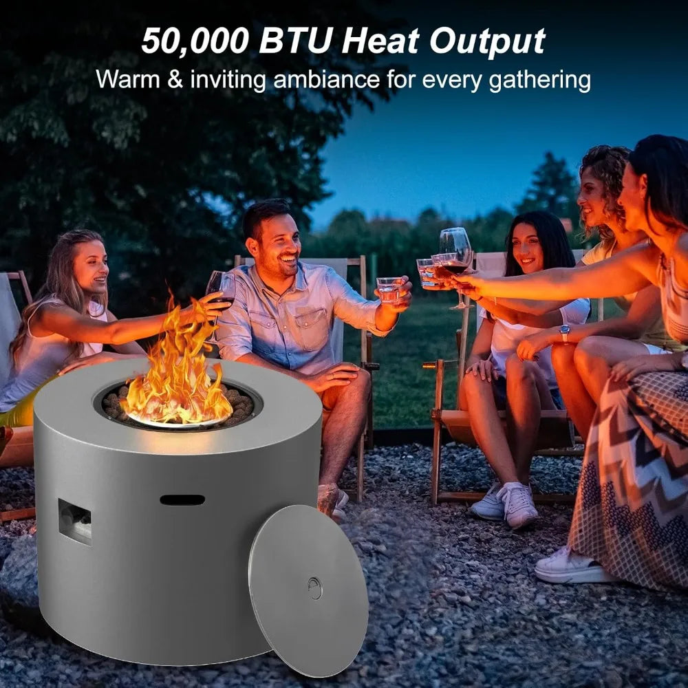 32" Smokeless Propane Fire Pit Table w/Lid, All in One Outdoor Fire Table, Alloy Steel Round Patio Firepit Table 50,000 BTUs