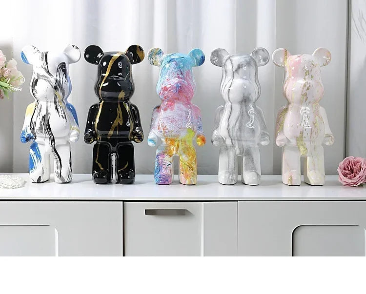 Aesthetic Bear Figure Resin Nordic Bear Statue Figurine Sculpture Luxury Livingroom Decoration Home Ornament Desk Accessories