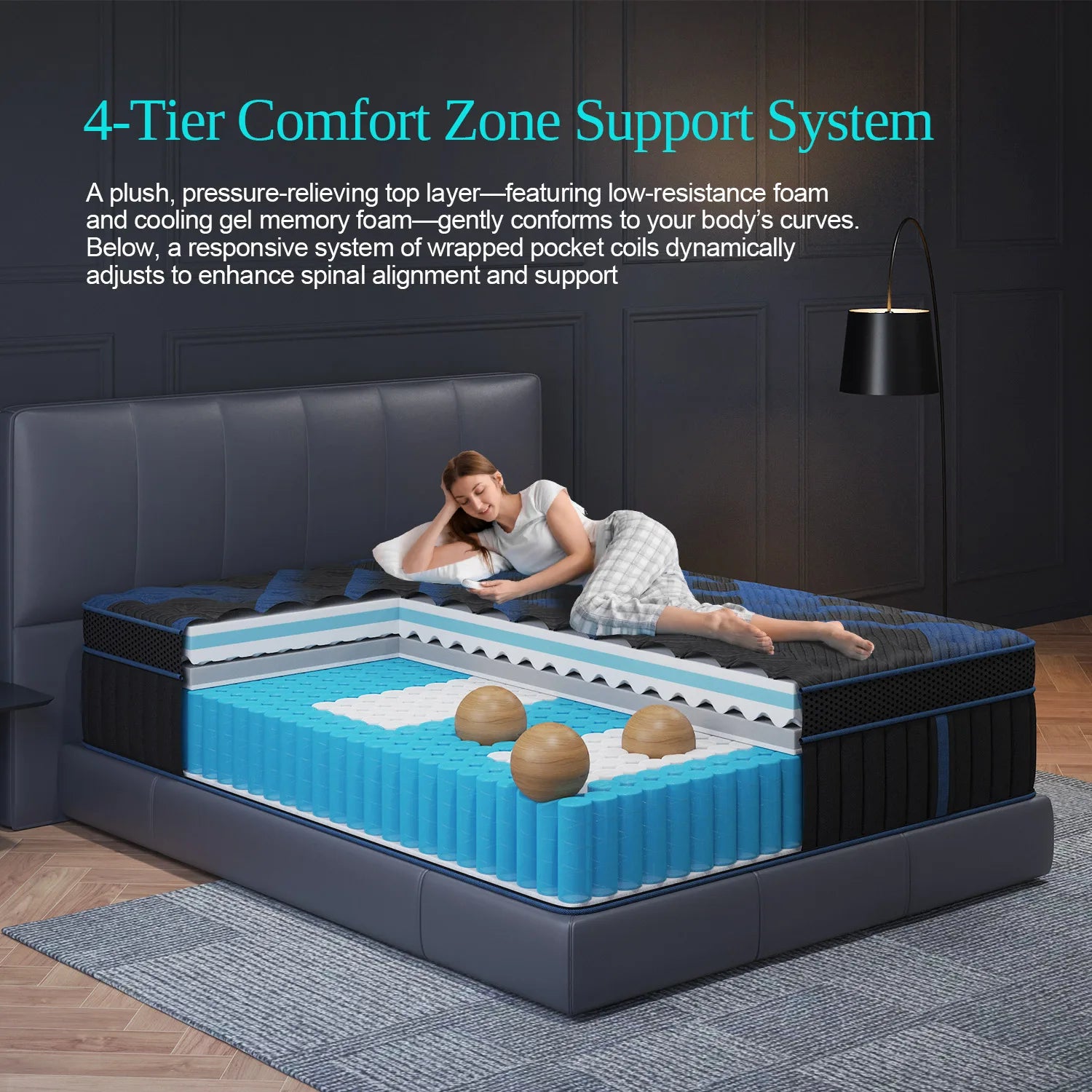 14" Gel Memory Foam Hybrid Pocket Spring Mattress Twin Full Queen King Bed Mattress In A Box, Medium Firm Motion Isolation