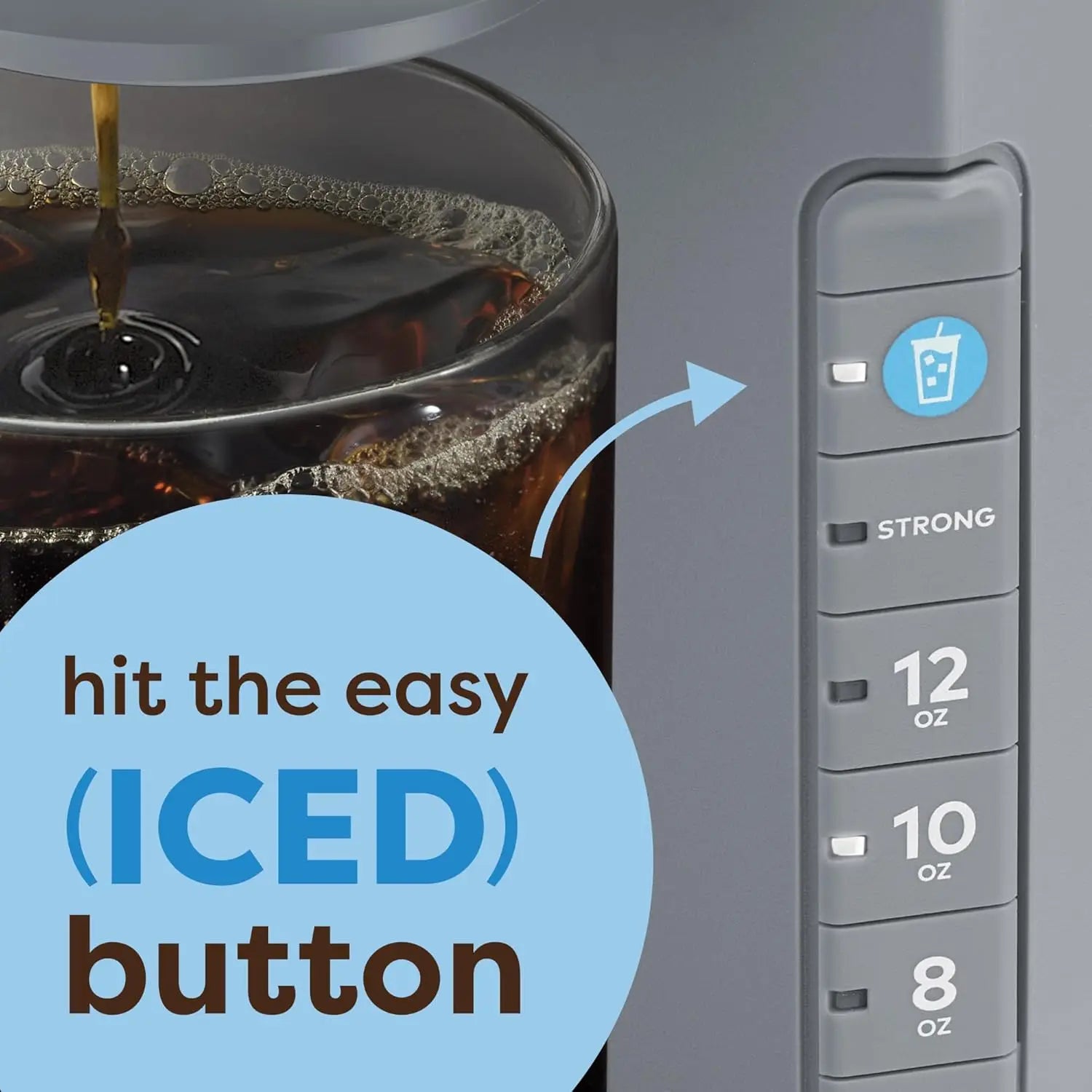 K-Iced Single Serve Coffee Maker – Hot & Cold K-Cup Pod Brewer (Gray)