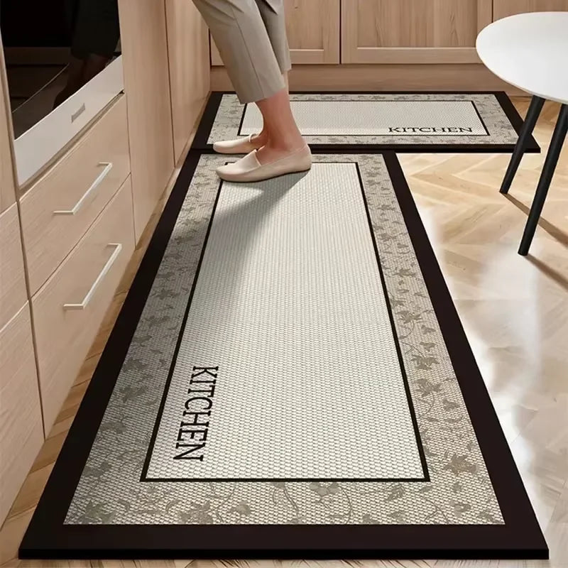 VIKAMA Modern Simple Kitchen Carpet Waterproof Rugs PVC Anti-slip Oil-proof Foot Mat Long Carpet Home Decoration