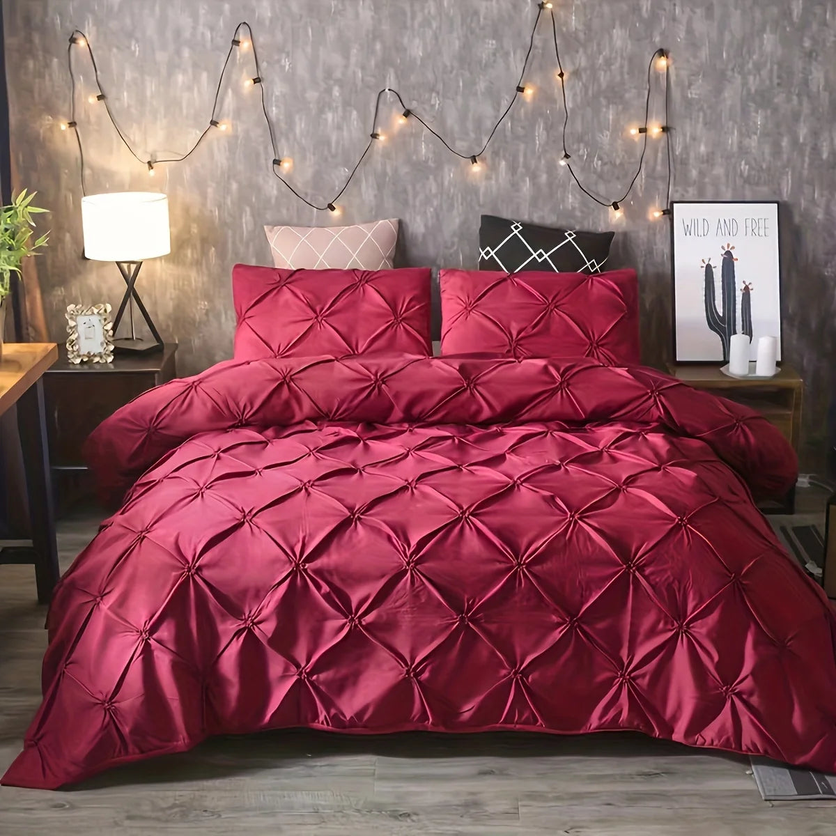 2/3 pieces of fashionable, simple and versatile solid color jacquard patterned quilt cover three-piece set, suitable for bedroom