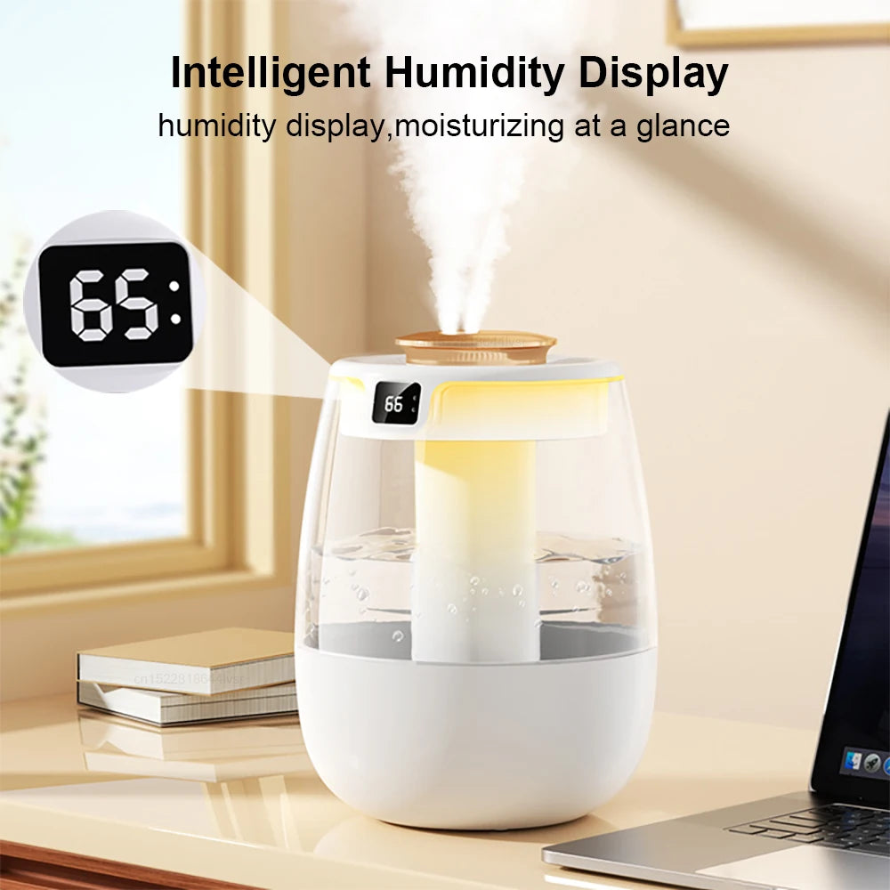 Air Humidifier 1.3L Large Capacity Humidifier USB Double Spray Port Aroma Humidifier Home Essential Oil Diffuser with NightLight