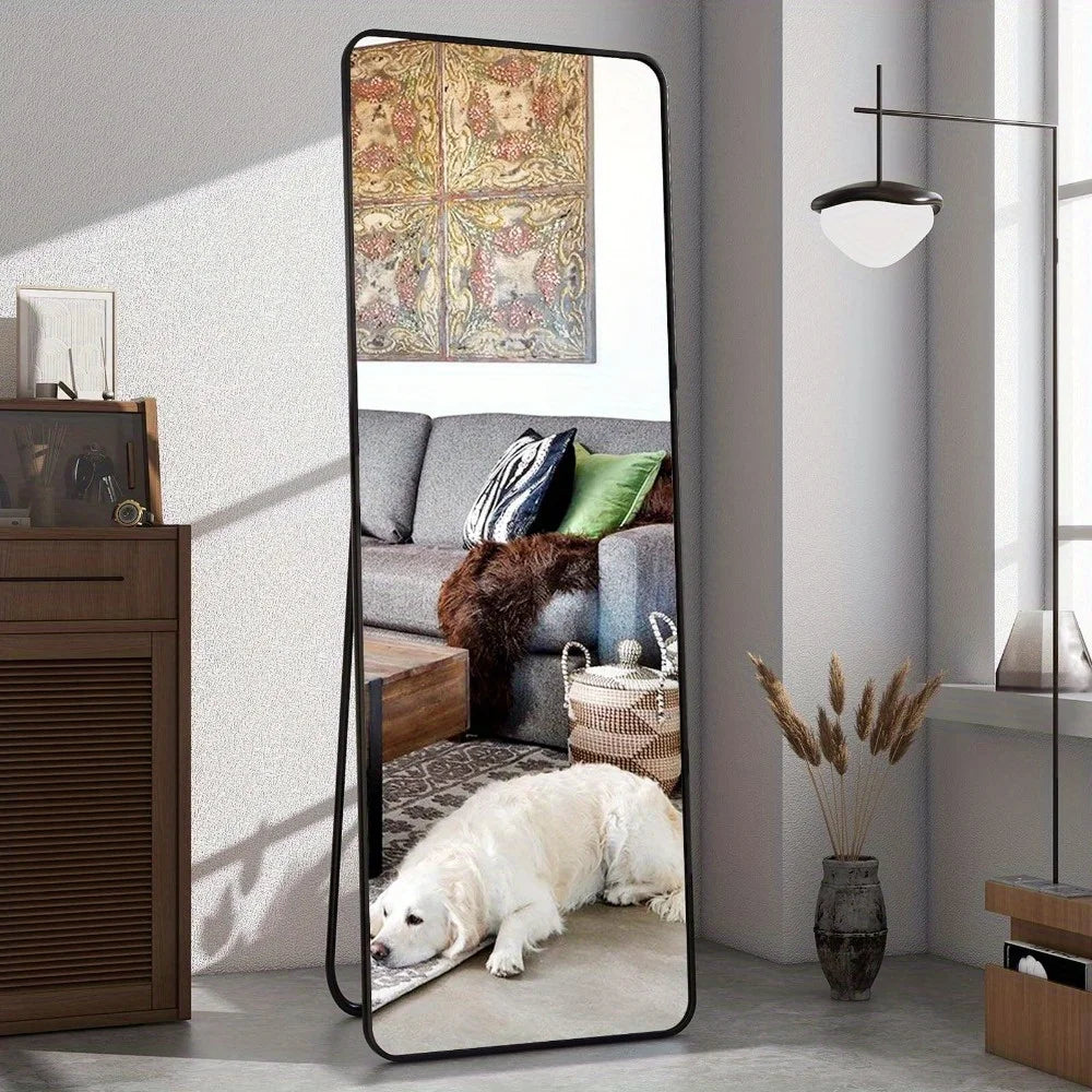 56"x21" Full Length Mirror Standing Full Body Mirror with Rounded Corners, Gold