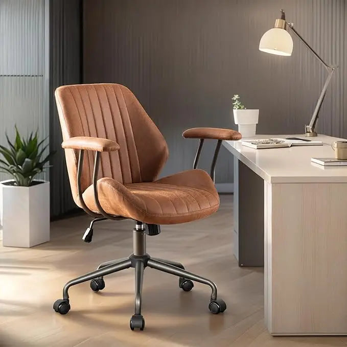 Home Office Chair,Ergonomic Computer Chair with Lumbar Support Adjustable Height,Mid-Century Modern Office Chair with Rolling