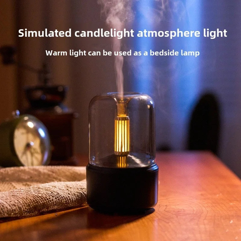 120ml Aromatherapy Humidifier Ultrasonic Humidifier with Creative Candlelight Design USB Air Humidifier for Sleep Aid Home Decor