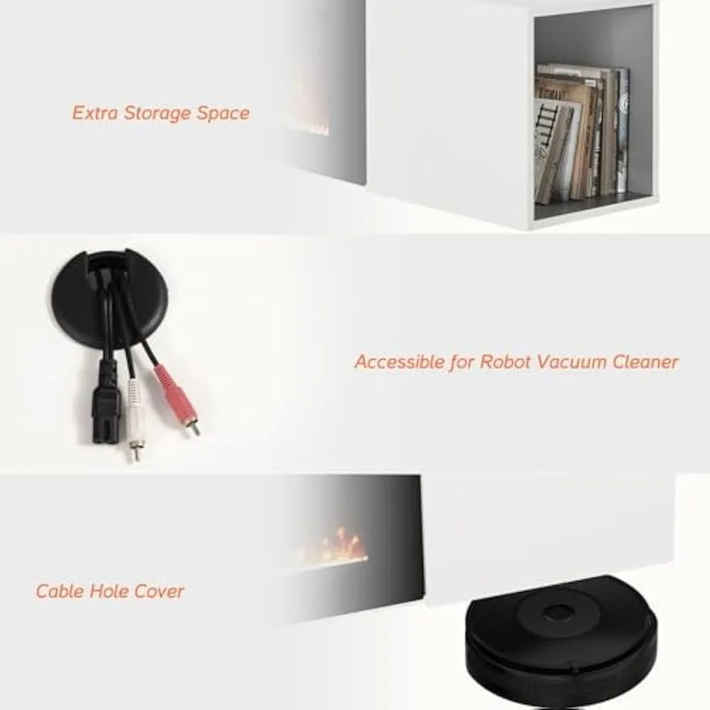 Modern Floating TV Stand with Electric Fireplace, Media Console for TVs up to 80",Wooden Entertainment Center with 36" Fireplace