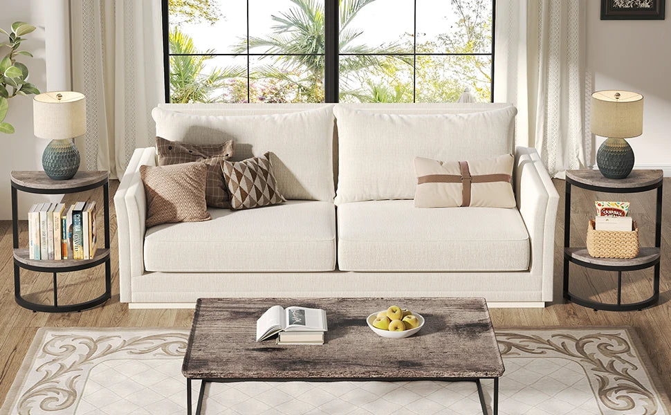 Tribesigns End Table Semi Circle, Small Half Round Side Table with Storage Shelf, Accent Table Slim C Table for Sofa Couch