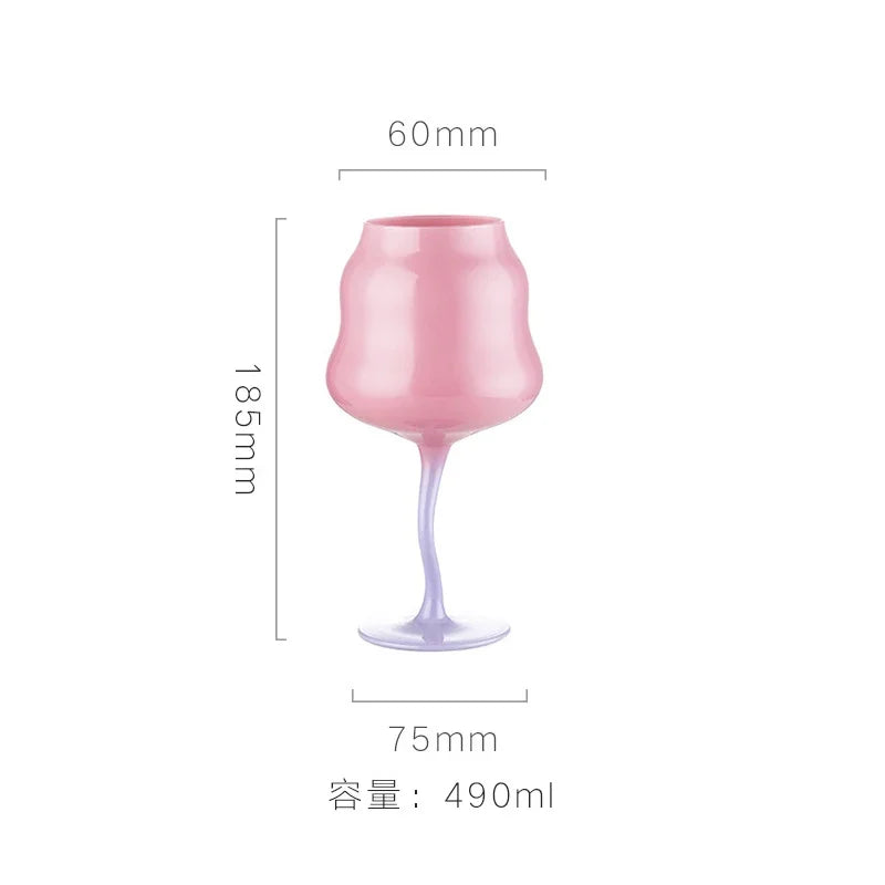 Cream Style High Footed Glass Cup Creative Colored Red Wine Glass Wine Glass Cocktail Glasses Liquor Container Home Drink Ware