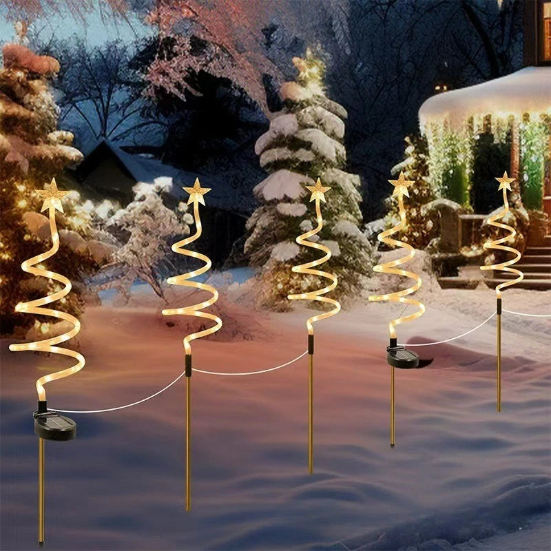 Led Solar Floor Insert Lights, Spiral Lights, Christmas Garden Lawn Camping Lights, Warm Light Atmosphere, Party Decorations