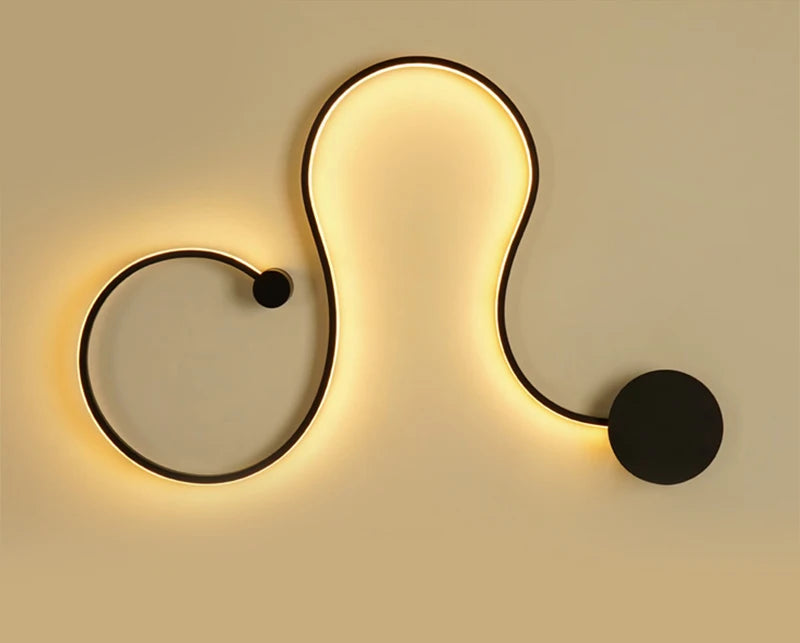 Black Modern Led Wall Sconce Lamp For Bedroom Living Room Hallway Stairs Home Minimalist Long Led Wall Light With Remote Control