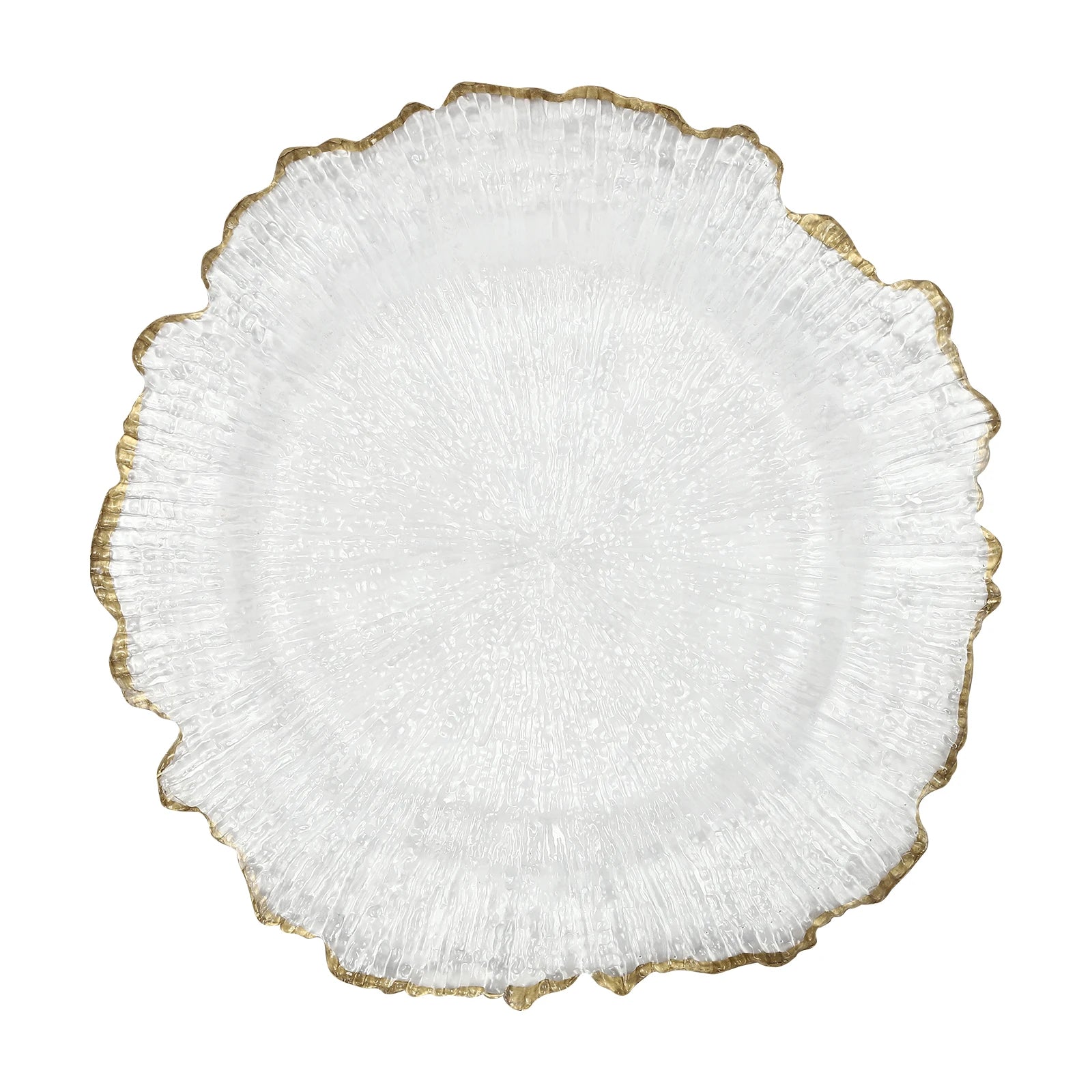 25PCS Clear Gold Flower Charger Plates – Decorative Table Dinner Plates