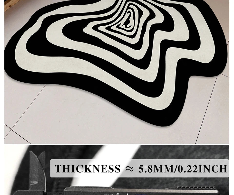 VIKAMA Trendy Creative Irregular Black And White Abstract Carpet For Living Room Coffee Table And Floor Mat Home Decoration