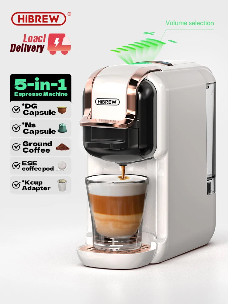 HiBREW 5-in-1 Multi-Capsule Coffee Machine – 20 Bar Hot & Cold Espresso Maker