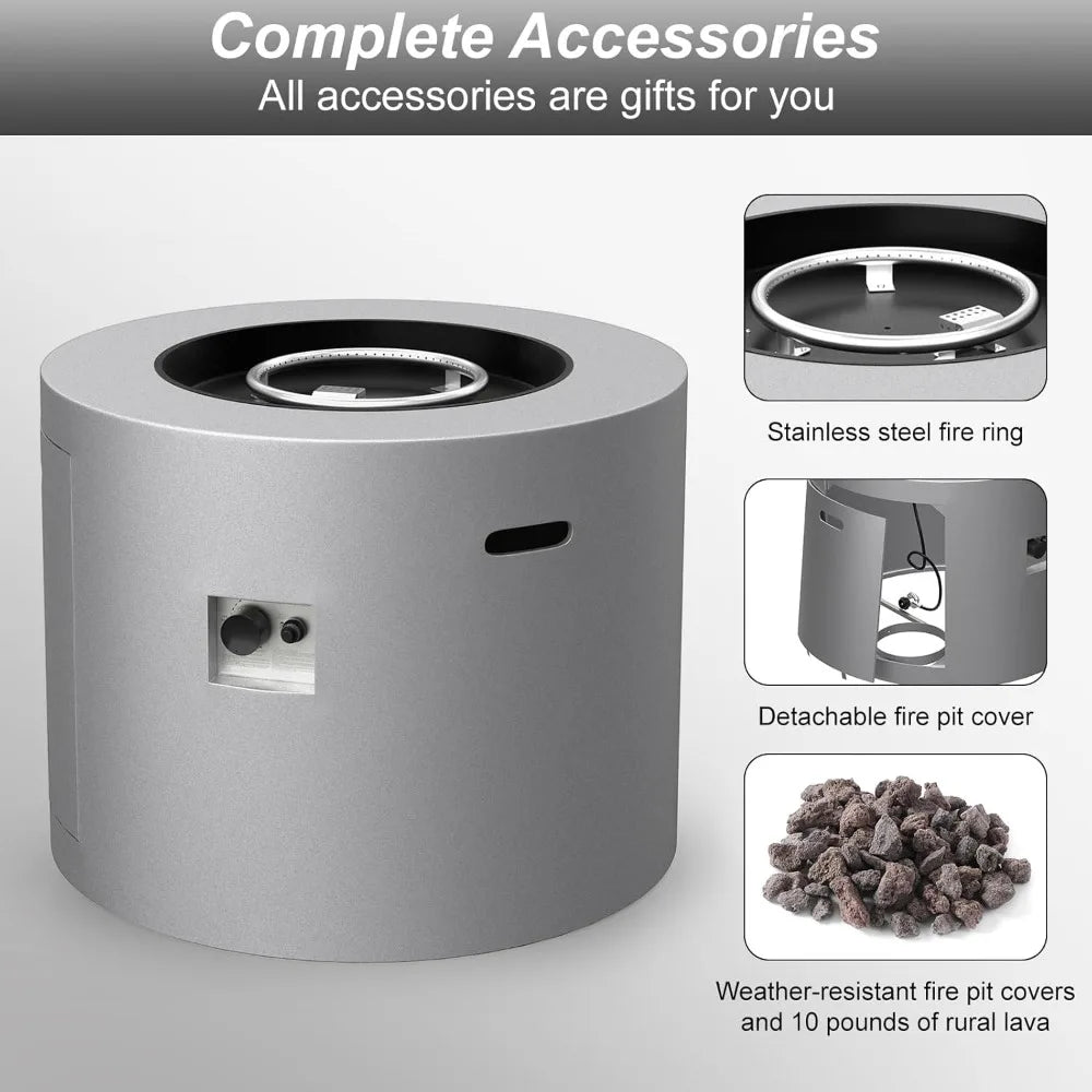 32" Smokeless Propane Fire Pit Table w/Lid, All in One Outdoor Fire Table, Alloy Steel Round Patio Firepit Table 50,000 BTUs