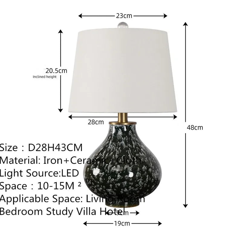 Contemporary Luxury Ceramic Table Lamp LED American Creativity Living Room Bedroom Study Villa Hotel Bedside Desk Light
