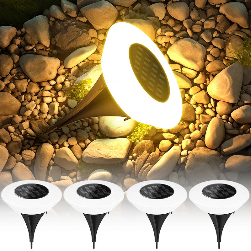 Solar Ground Lights – 14 LED Outdoor Landscape Lights (1 / 4 Pack)