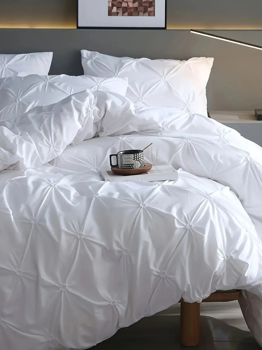 2/3 pieces of fashionable, simple and versatile solid color jacquard patterned quilt cover three-piece set, suitable for bedroom