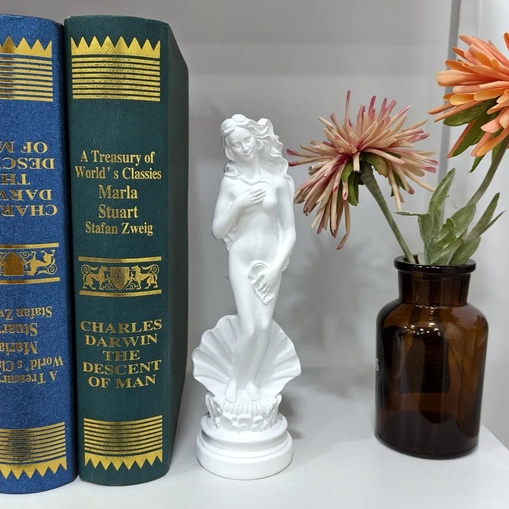 18cm Aphrodite Statue Resin White Greek Sculpture The Birth of Venus Figurines Bookshelf Desktop Decor Classical Renaissance