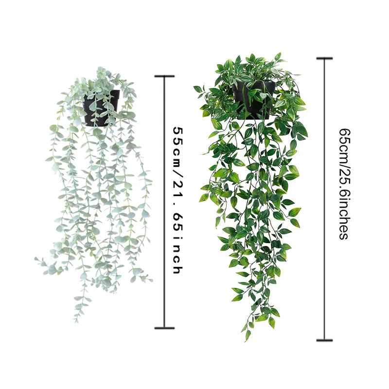 Artificial Hanging Eucalyptus Plants with Pot Fake Plants Hanging Vines Shelf Plants Decor Potted Plants for Home Indoor Decor