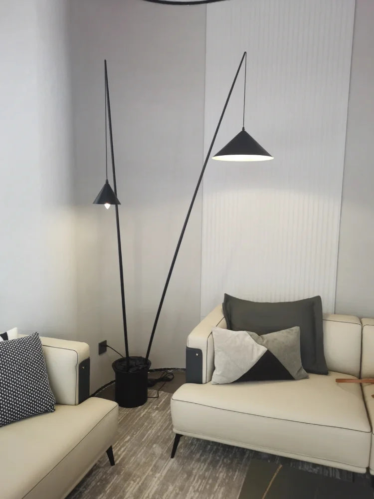 Nordic Floor Lamp Bedroom Living Room Black Standing Light Light Luxury Fishing Lamp Exhibition Hall Decoration Light LED Light