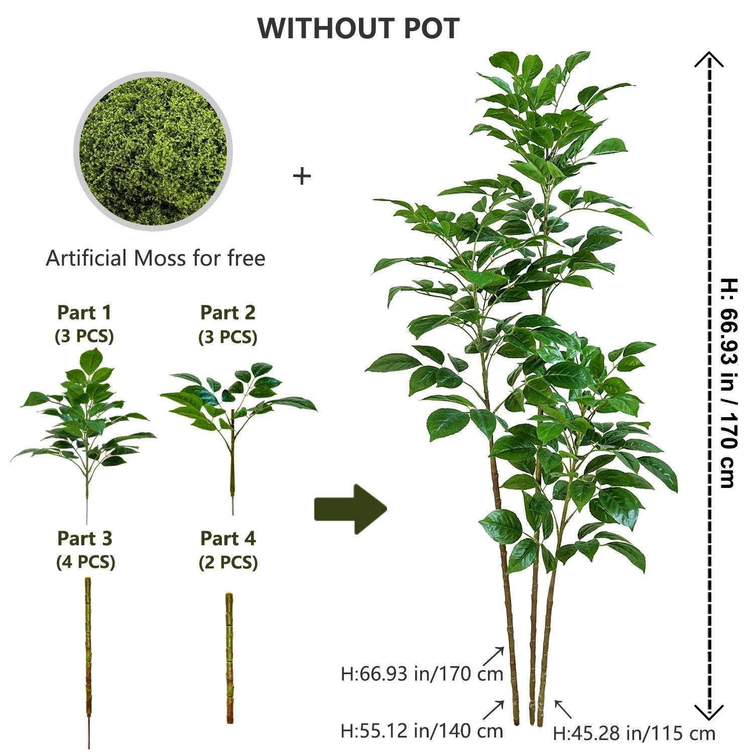 Artificial Green Tree – Realistic Touch Indoor & Outdoor Décor (105–240 cm)