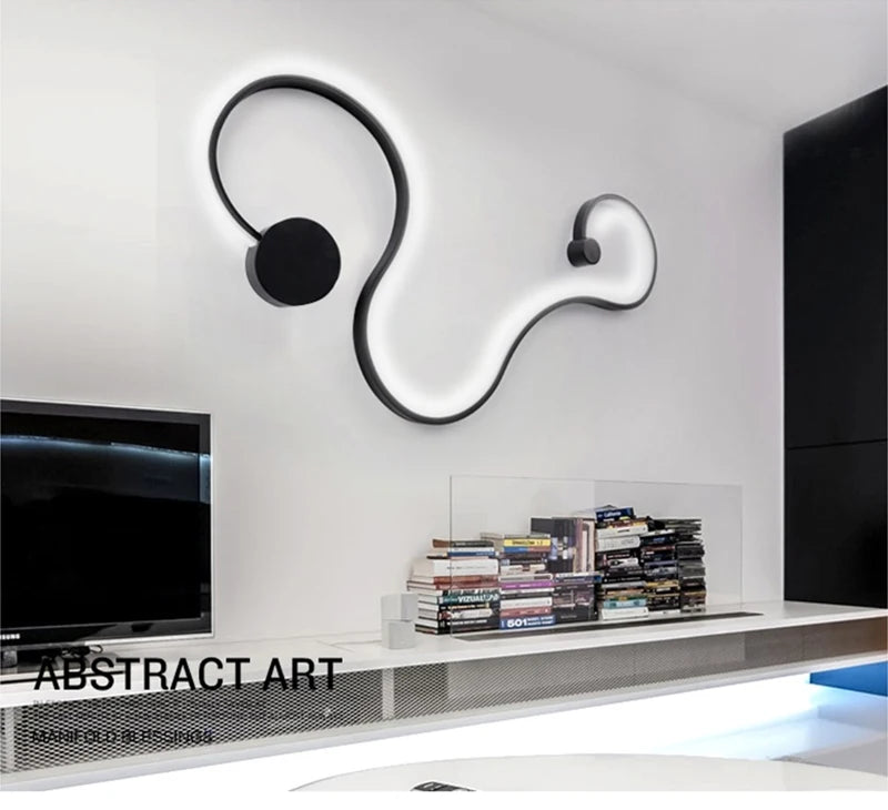 Black Modern Led Wall Sconce Lamp For Bedroom Living Room Hallway Stairs Home Minimalist Long Led Wall Light With Remote Control