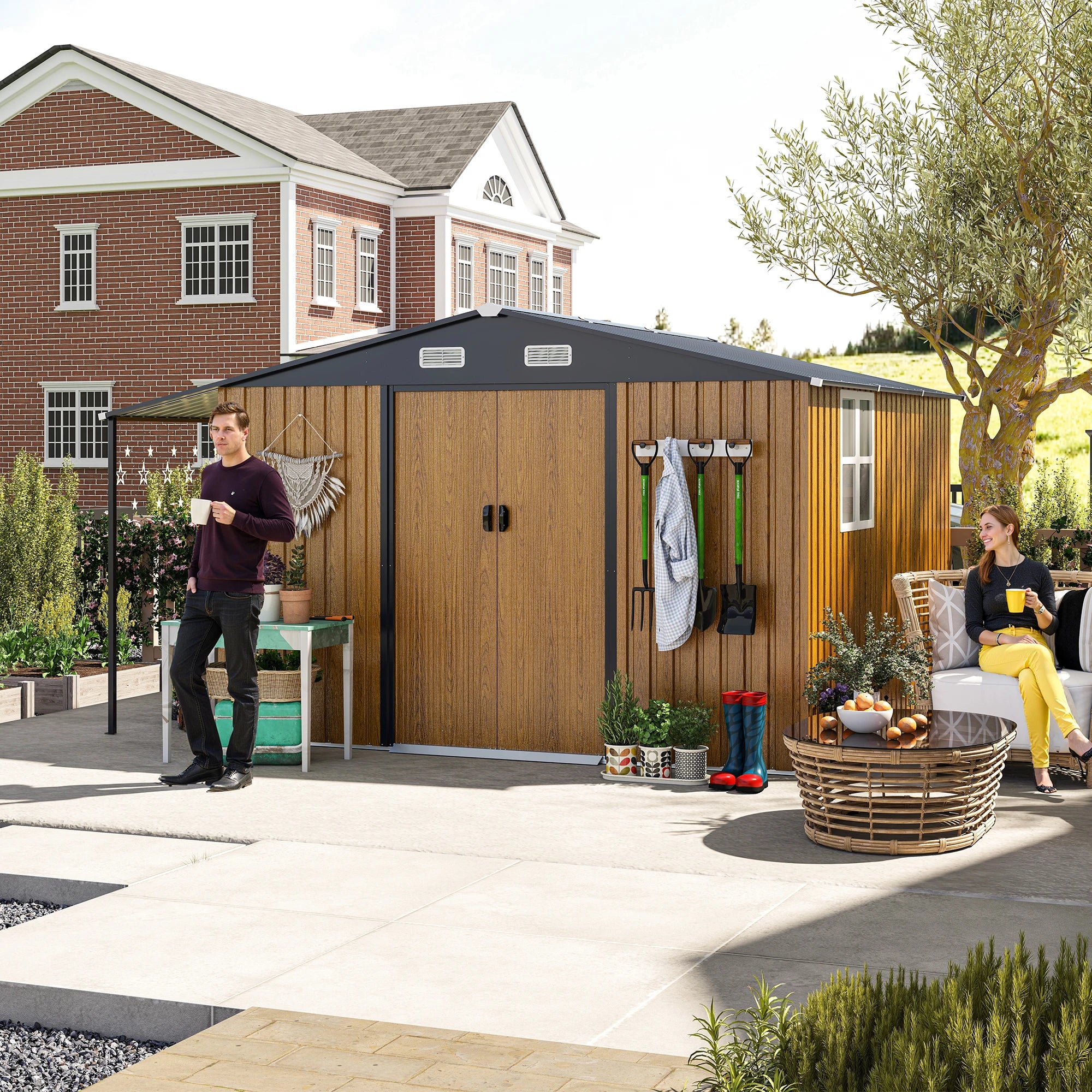 Outdoor Metal Storage Shed – 10 ft × 12 ft Extra Large Steel Shed