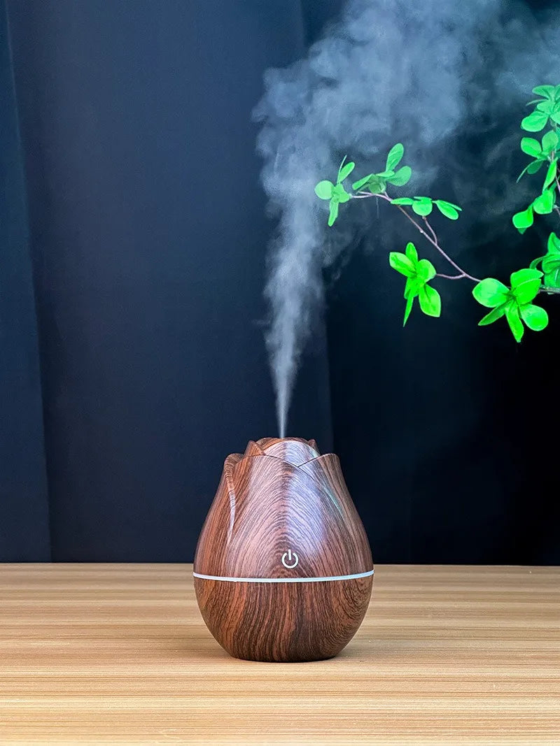 Rose wood grain humidifier USB car silent bedroom water replenishment colorful gradient light aromatherapy machine