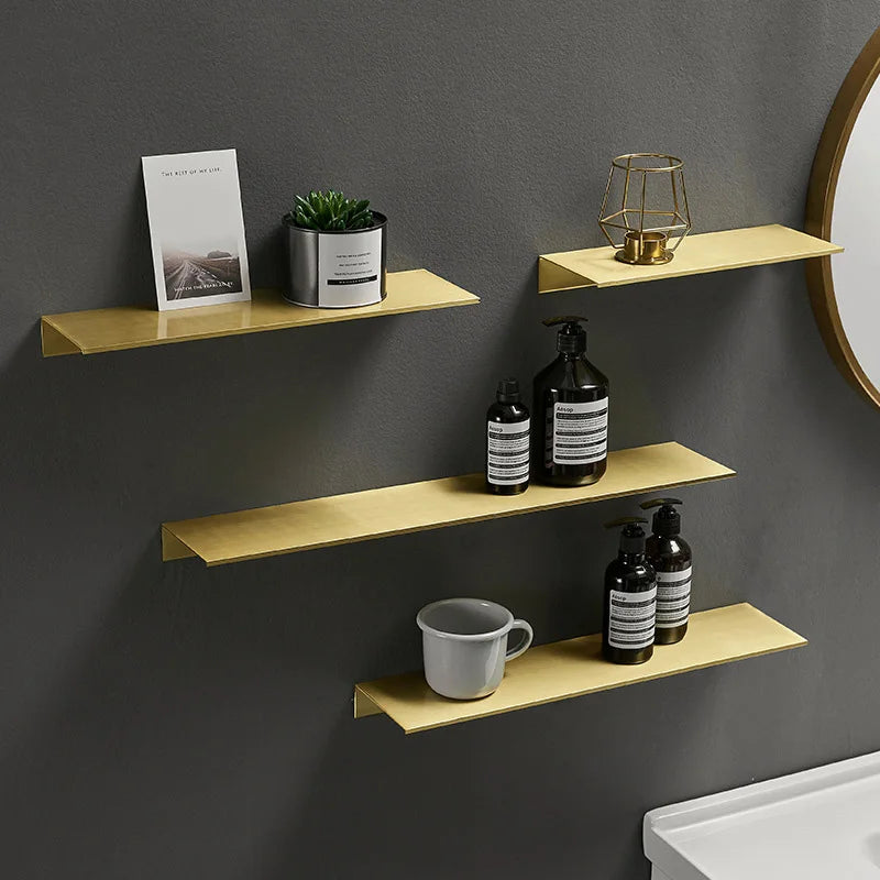 30-50cm Modern Brushed Gold Black White Bathroom Storage Rack Bathroom Shelves Kitchen Wall Shelf Home Accessories